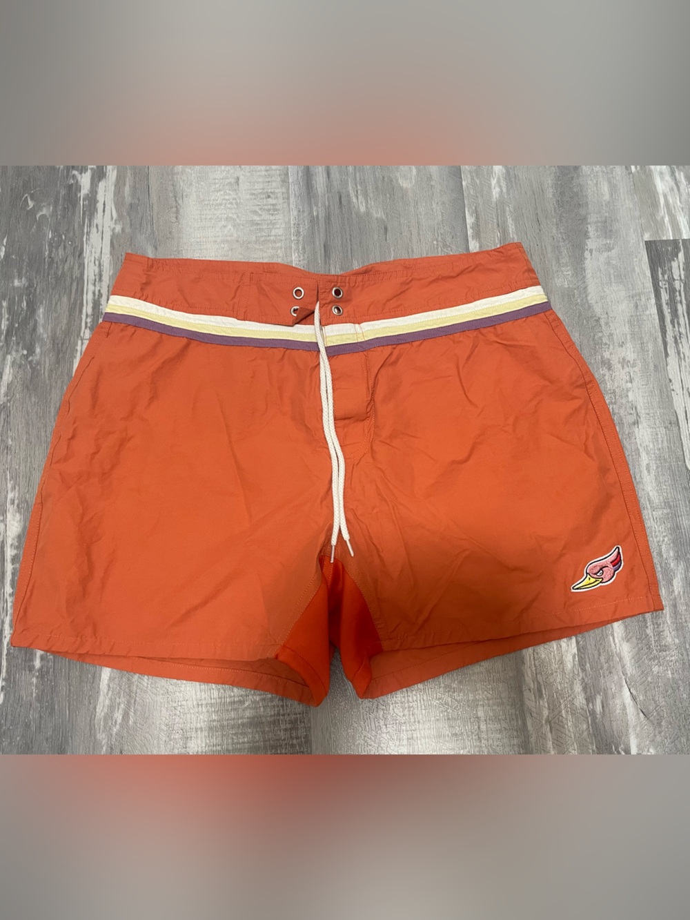 Men's Woodpecker Orange Swim Trunks with Contrast Waistband